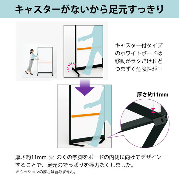 軒先渡し】プラス WBC くの字脚 ホワイトボード 幅1243×奥行470×高さ1780mm WBCーS1218DSRF-BK 1台（直送品） -  アスクル