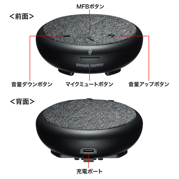 Bluetooth会議スピーカーフォン サンワサプライ MM-BTMSP4-