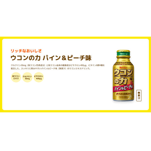 ハウスウェルネスフーズ ウコンの力 パイン＆ピーチ味 A 100ml ボトル