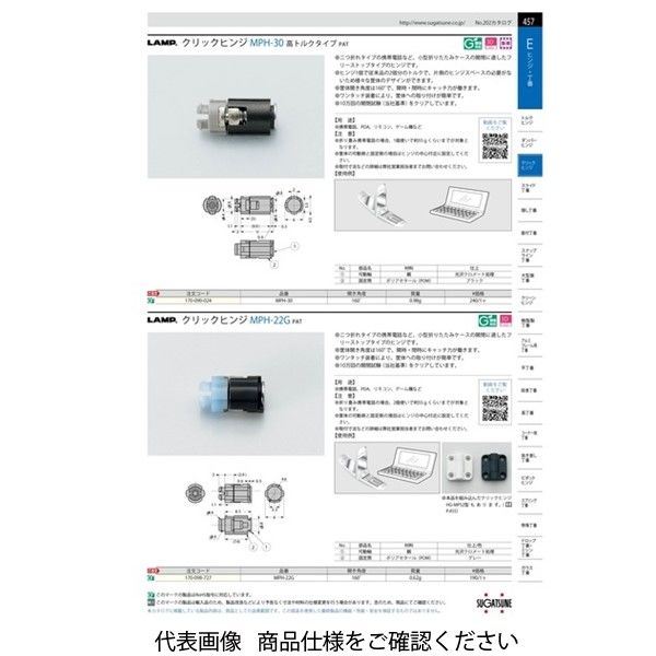 スガツネ工業 クリックヒンジ MPHー30 高トルクタイプ 1セット スガツネ工業 クリックヒンジ MPHー30 高トルクタイプ 1セット
