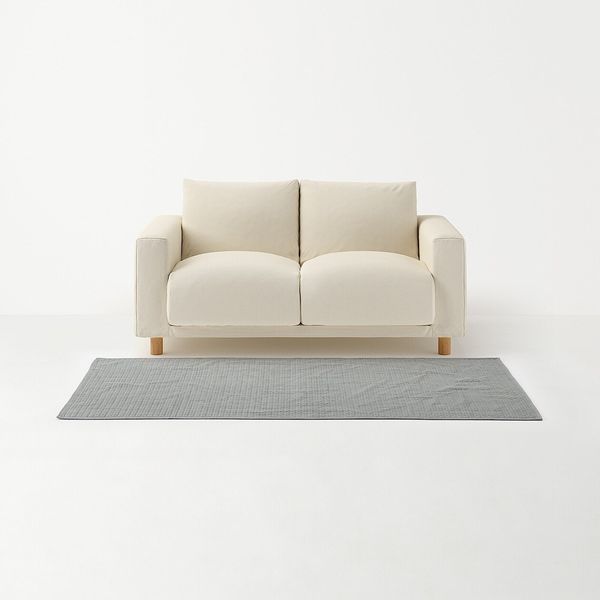無印良品　洗いざらしの綿キルティングラグ　グレー　195cm✕195cm 洗いざらしの綿キルティングラグ | 無印良品