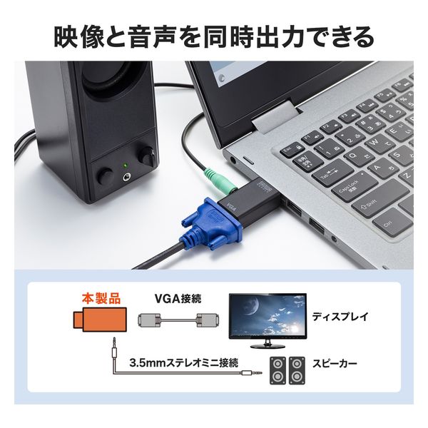 サンワサプライ HDMI-VGA変換アダプタ(オーディオ出力付き) AD サンワサプライ HDMI-VGA変換アダプタ(オーディオ出力付き) AD