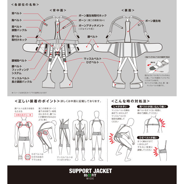 ユーピーアール サポートジャケット(アシストスーツ) Bb+FIT WIDE Lサイズ L 1着