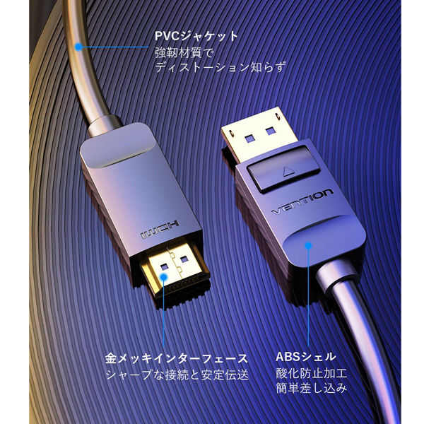Displayport ー HDMI変換ケーブル 1.5m 4K/60Hz DP1.2 ディスプレイ