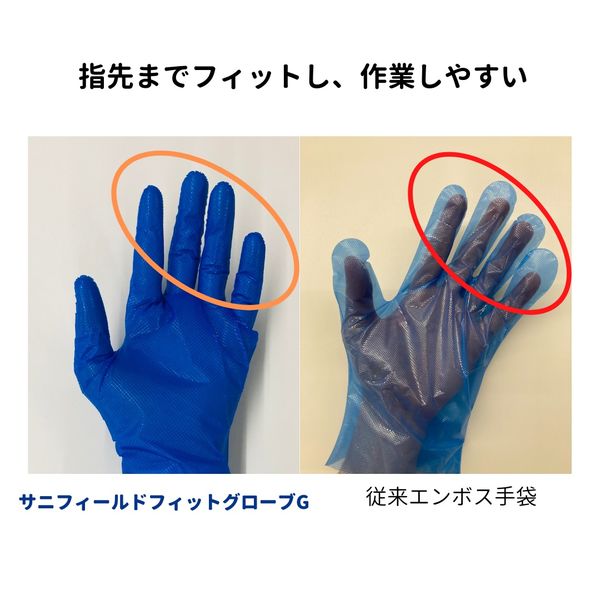 【使い切り手袋】 原田産業 サニフィールドフィットグローブG ブルー SS 1袋（100枚入）