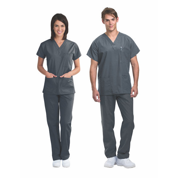 SmartScrubs ユニセックス 3ポケットトップ ピューター L Z1004