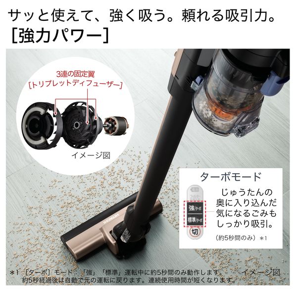 日立 ラクかるスティック コードレス サイクロン掃除機 PV-BL20G N 軽量1.3kg＆強力パワー シャンパンゴールド