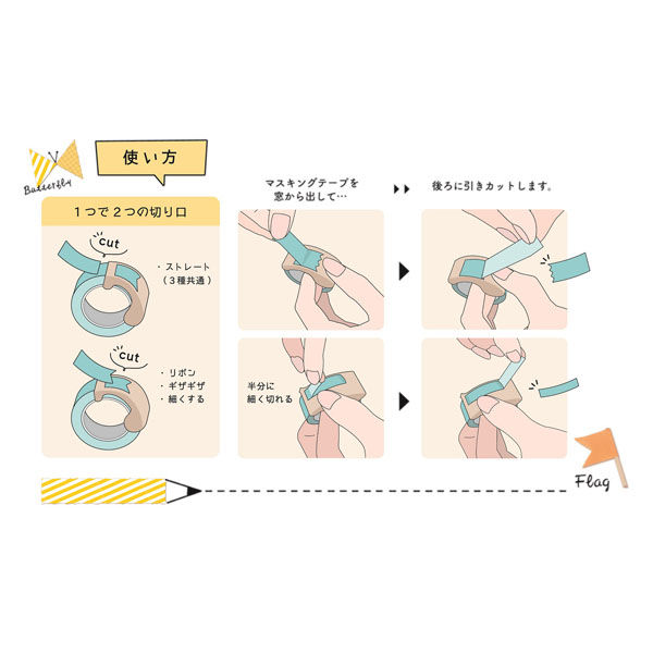 クツワ HiLINE テープカッター マステノリボンボン ピンク