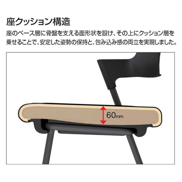 組立設置込】コクヨ プロッティ 肘付 ベージュ脚 アッシュターコイズ 