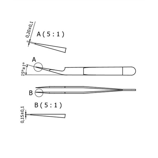 RUBIS 超精密ピンセット RU-5A AXAL 5A-AXAL 1本（直送品） 5A AXAL 100％非磁性 高硬度 耐酸性