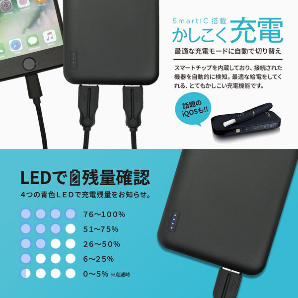 オウルテック 薄型軽量でかしこく充電できる モバイルバッテリー 