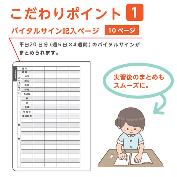 看護ノート【10冊】【バイタルサインチェック表/看護学生/看護実習/現役看護師/看護学生実習用ノート】80001002（直送品） - アスクル