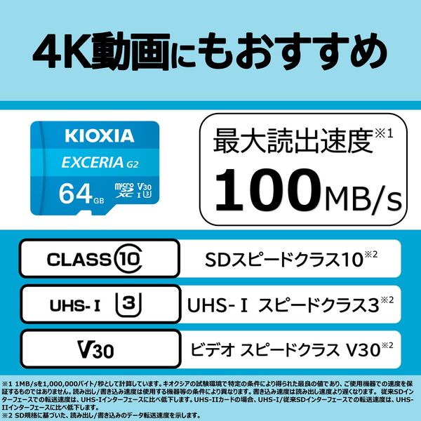 microSDカード 128GB V30 U3 C10 A1 KMU-B128G 1個 KIOXIA - アスクル