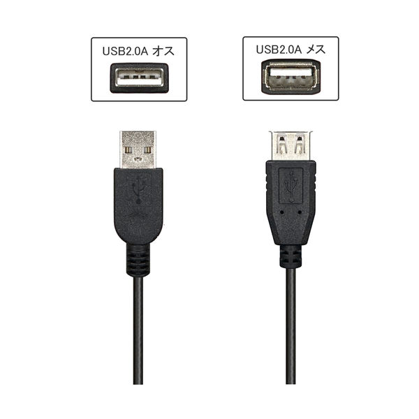 USB-A延長ケーブル 3m USB2.0 VV-USB030AA-B 1本 vodaview - アスクル