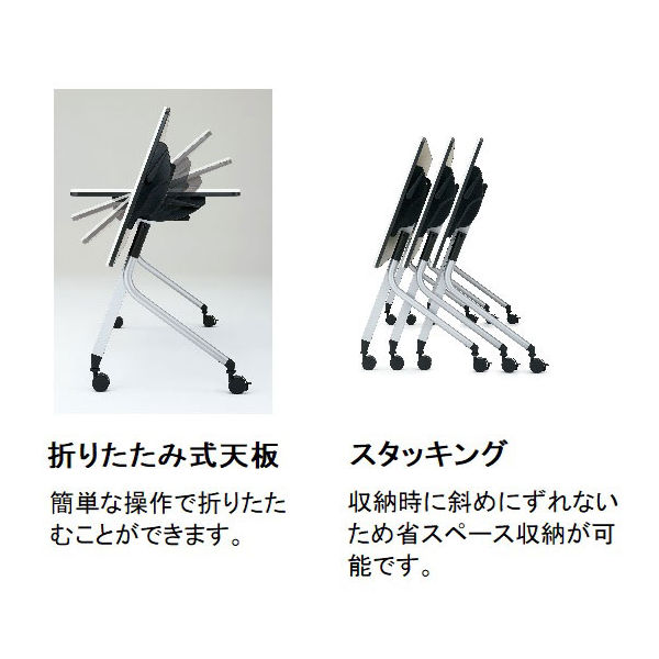 【組立設置込】プラス リネロ2 フォールディングテーブル 幕板なし・棚板なし 1500×600×700mm LD-520TN-70  617982（直送品）