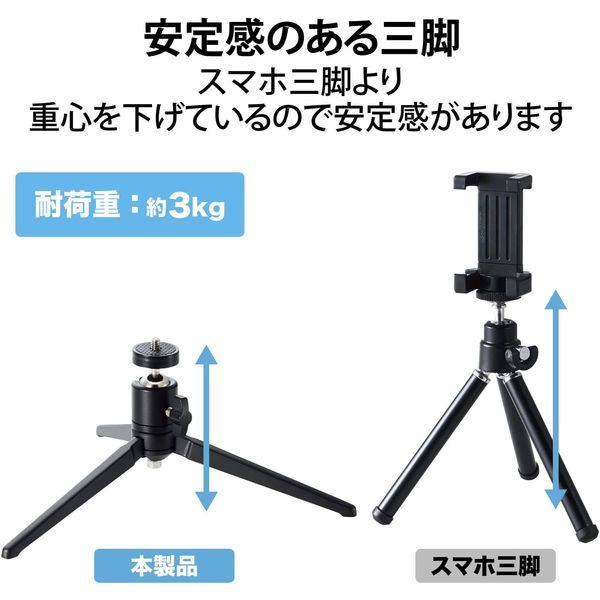 プロジェクタースタンド 三脚 1/4インチネジ固定 コンパクト 角度調整