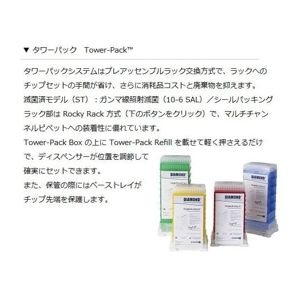 割引価格 ギルソン ダイアモンドチップ タワーパック D200 未滅菌 2~200μL 研究開発用品