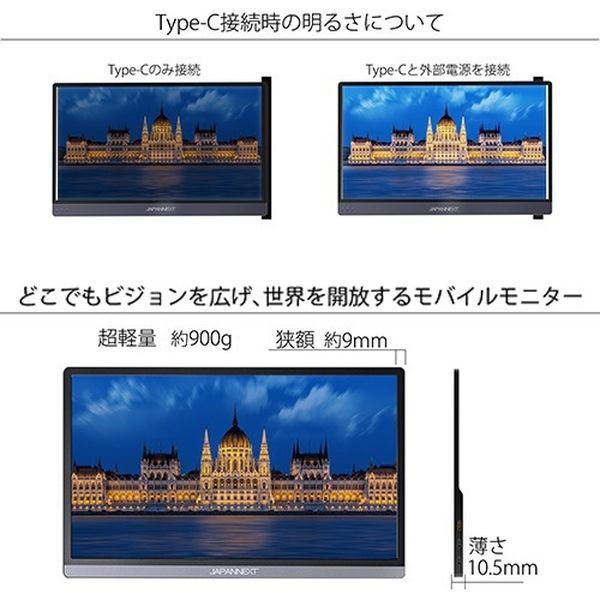 ジャパンネクスト 15.6インチ 4Kワイドモバイルディスプレイ JN-MD-IPS1560UHDR 1個（直送品）