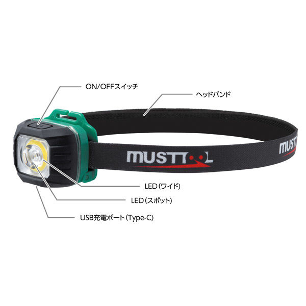 イチネンアクセス MUSTTOOL 充電式ヘッドライト 300lm 00087678