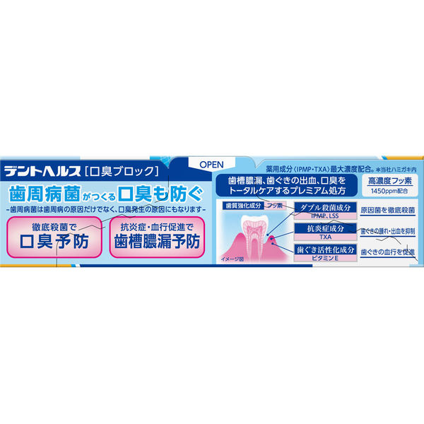 デントヘルス 薬用ハミガキ 口臭ブロック 85g 1セット（2本） ライオン 歯磨き粉 歯周病予防 - アスクル