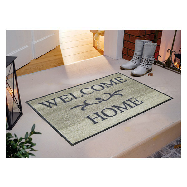 wash+dry薄型で丈夫な洗える玄関マット Welcome Home beige 50×75cm