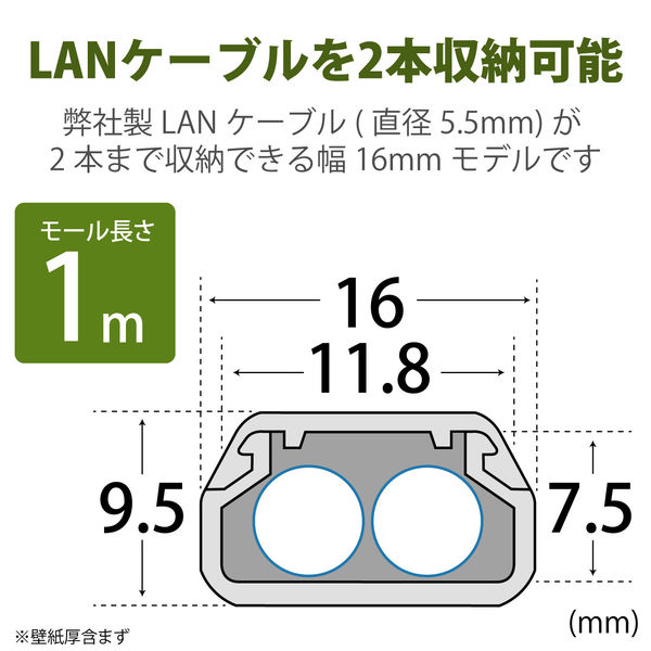 エレコム フラットモール 壁紙タイプ 38本 ELECOM エレコム ケーブル