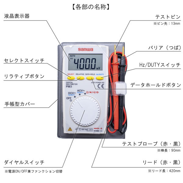 三和電気計器 カード型デジタルマルチメータ PM3 1台 - アスクル