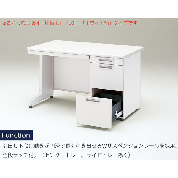 プラス LAデスク 両袖机 エルグレー 幅1400×奥行700×高さ700mm LA-W147A-32 LGY/LGY 1台（直送品） - アスクル