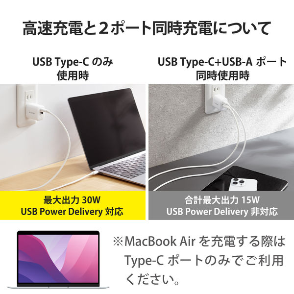 USB Type-C 充電器 PD 対応 最大出力30W 小型 軽量 ACアダプター