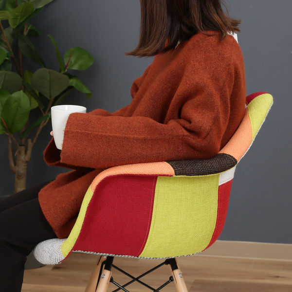 不二貿易 イームズ パッチワークアームチェア マルチカラー（レッド