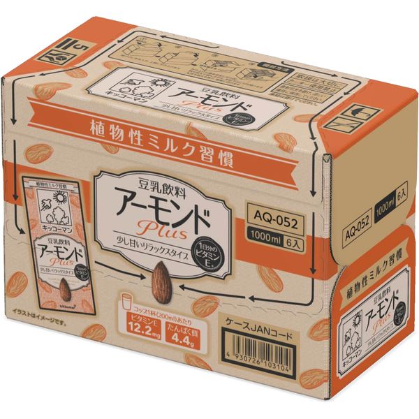 キッコーマン 豆乳飲料 アーモンド Plus 1000ml 1箱（6本入） - 豆乳