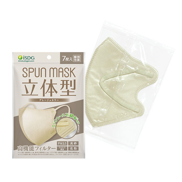 SPUN MASK 立体型スパンレース 不織布 （グレージュ） 1セット