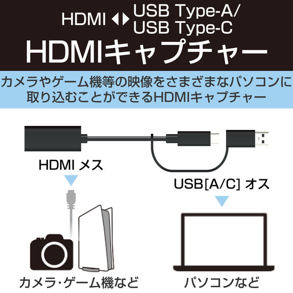 HDMI ビデオキャプチャーボード USB-A・C対応 1080P 30Hz AD-HDMICAPBK