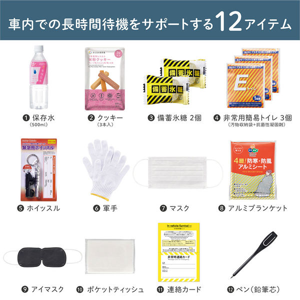 防災セット】 キングジム 非常用車載セット 非常食 保存水 簡易トイレ