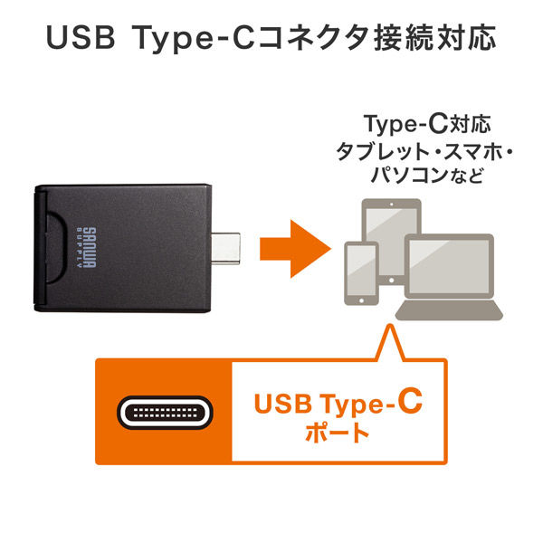 サンワサプライ - ADR-3TCSD4BK UHS-II対応SDカードリーダー(USB Type-Cコネクタ)