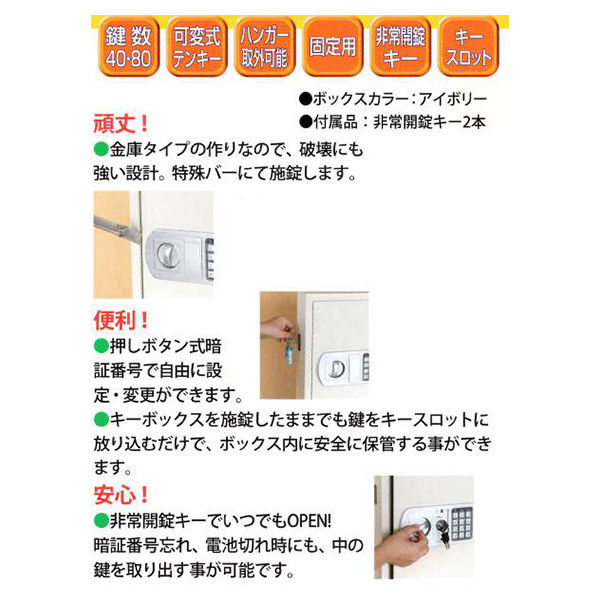 田邊金属工業所 STDテンキー式キーボックス アイボリー STD-40