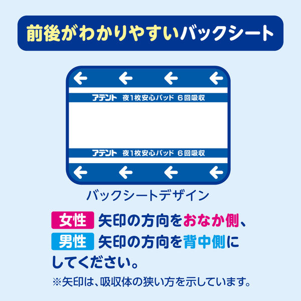 アテント 大人用おむつ 夜１枚安心パッド 6回 22枚:（1パック×22枚入