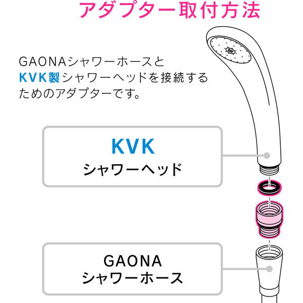 カクダイ ガオナ シャワーアダプター KVK用 （G1/2ネジ ホース M22×2ネジ シャワーヘッド） GA-FW021（直送品） - アスクル