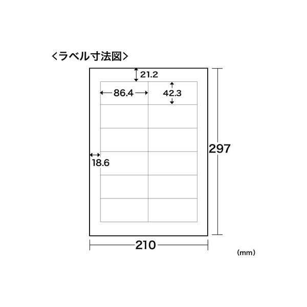 サンワダイレクト マルチ宛名ラベル（12面・500シート・A4） 300