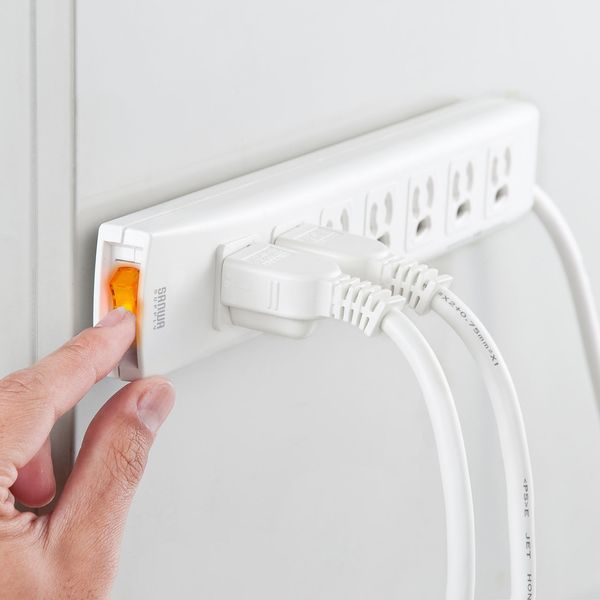 延長コード 電源タップ 5m 3P(ピン) 7個口 スイッチ ホワイト 延長コード 電源タップ 5m 3P(ピン) 7個口 スイッチ ホワイト