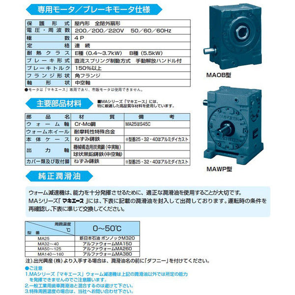 マキシンコー マキエース減速機MA型 MA40L20（直送品） - アスクル