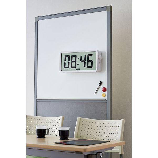 キングジム ザラージ タイマークロック 置き掛け時計 [電波 アラーム] 426×70×202mm DTC-001W 1個（取寄品） - アスクル