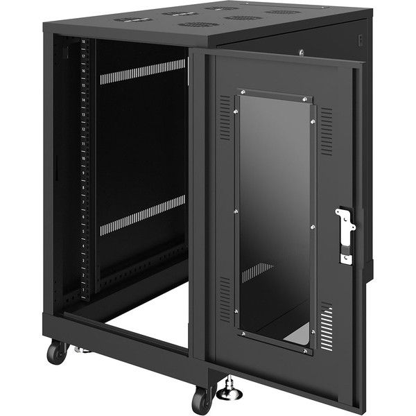 サンワサプライ 19インチサーバーラック（18U） 幅600×奥行1000×高さ1020mm ブラック 1台（直送品） アスクル