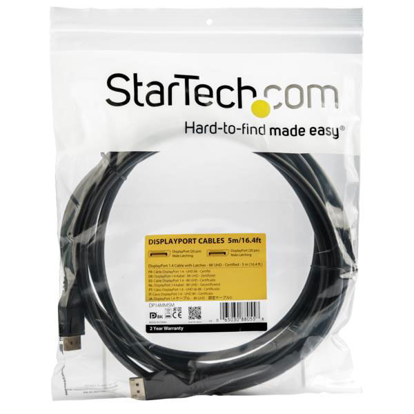 Startech.com DisplayPort 1.4 ケーブル 5m VESA認定 8K