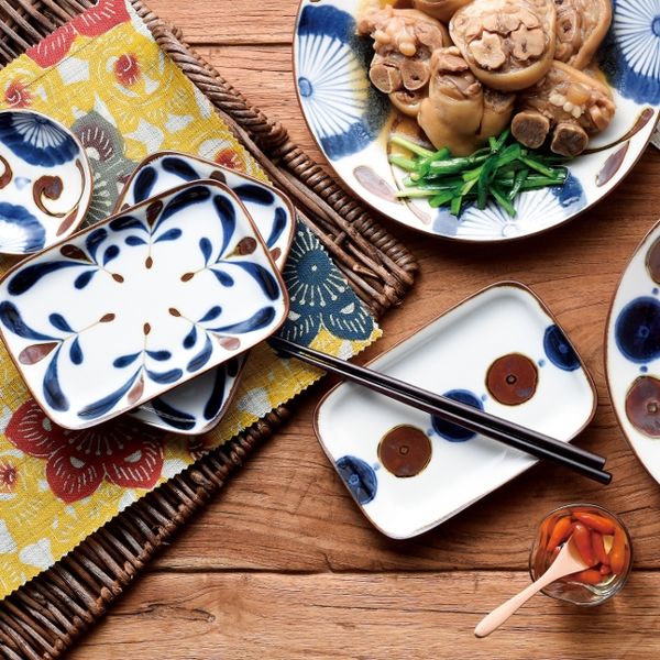 美濃焼 長皿セット 角皿 和食器 唐草ｼﾘｰｽﾞ 長角皿 21cm 美濃焼 染付