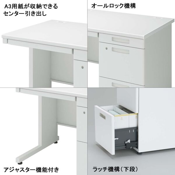 コクヨ インベントデスク オフィスデスク　ラスティックミディアムホワイト 組立設置込】コクヨ インベントデスク INVENT 片袖 幅1400×奥行700×高