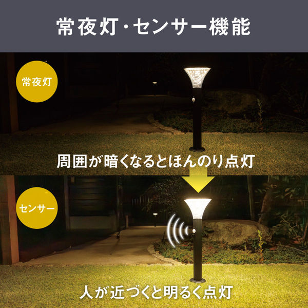 ムサシ ガーデンソーラーセンサーライト7.5W丸型 ブラック GL