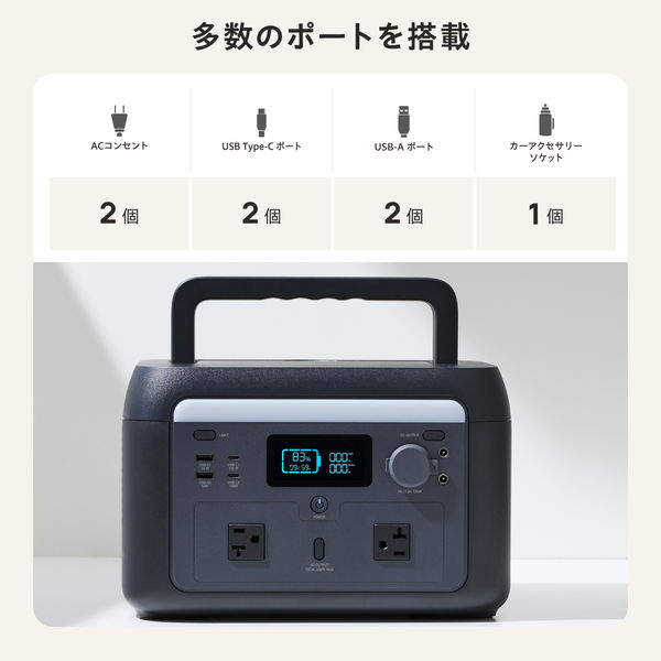 ポータブル電源 大容量 512Wh リン酸鉄 バッテリー 急速充電 PD