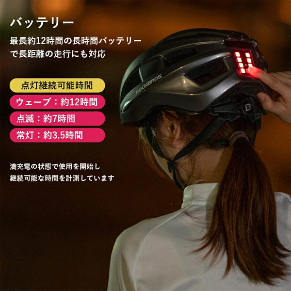 ロックブロス 調整可能ライト付きヘルメット(ZK-013RD)レッド ZK