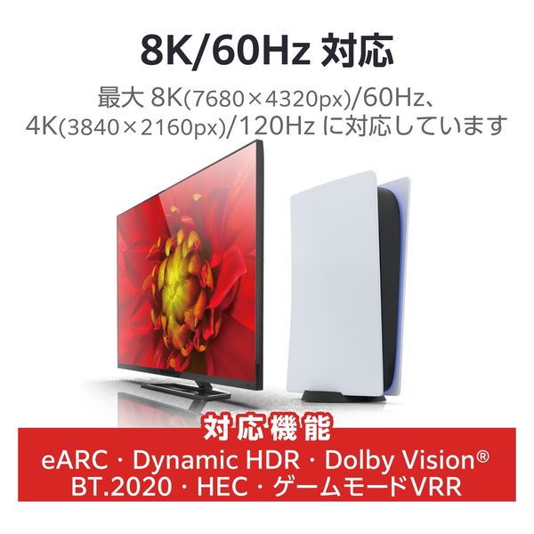HDMI2.1ケーブル ウルトラハイスピード 2m 8K 60Hz 4K 120Hz 黒 HDMI2.1ケーブル ウルトラハイスピード 2m 8K 60Hz 4K 120Hz 黒